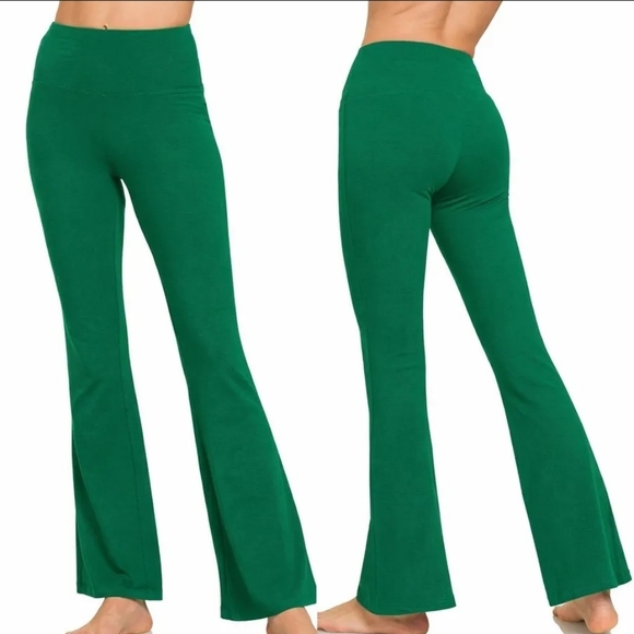 Zenana Outfitters Pants - Zenana High Waisted Flare Yoga Pants In Green Sz Small NWOT